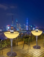 Стол светящийся круглый на металическом основании 80х80х110